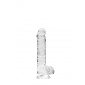 Realistische dildo Met Scrotum - Transparant - 17 cm