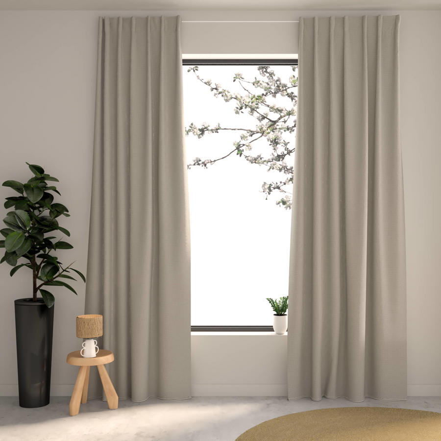 MRTREES Gordijn met plooiband, saliegroen, linnenlook, half-transparant
