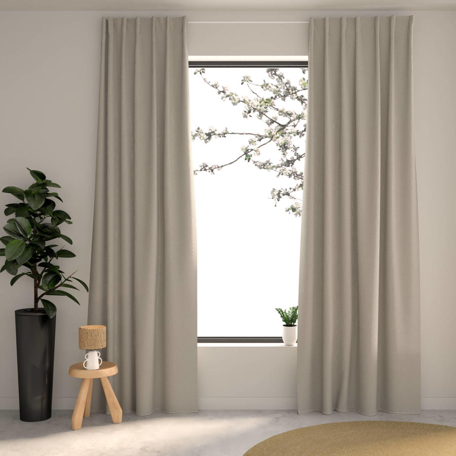 MRTREES Gordijn met plooiband, saliegroen, linnenlook, half-transparant MRTREES Gordijn met plooiband, saliegroen, linnenlook, half-transparant