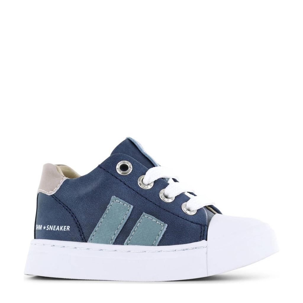 Blauwe jongens Shoesme suède sneakers met rits- en vetersluiting