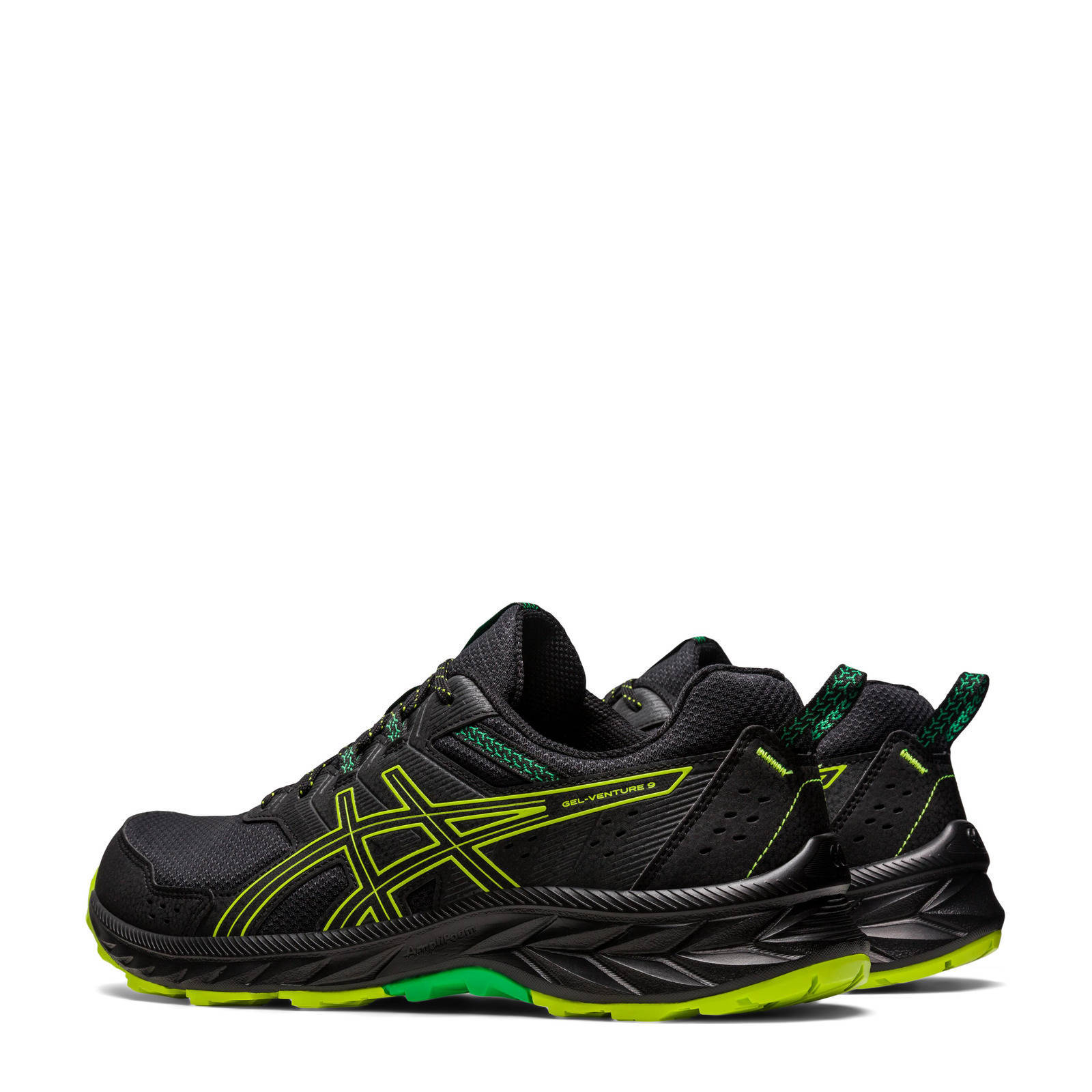 ASICS Gel-Venture 9 hardloopschoenen zwart/limegroen | wehkamp