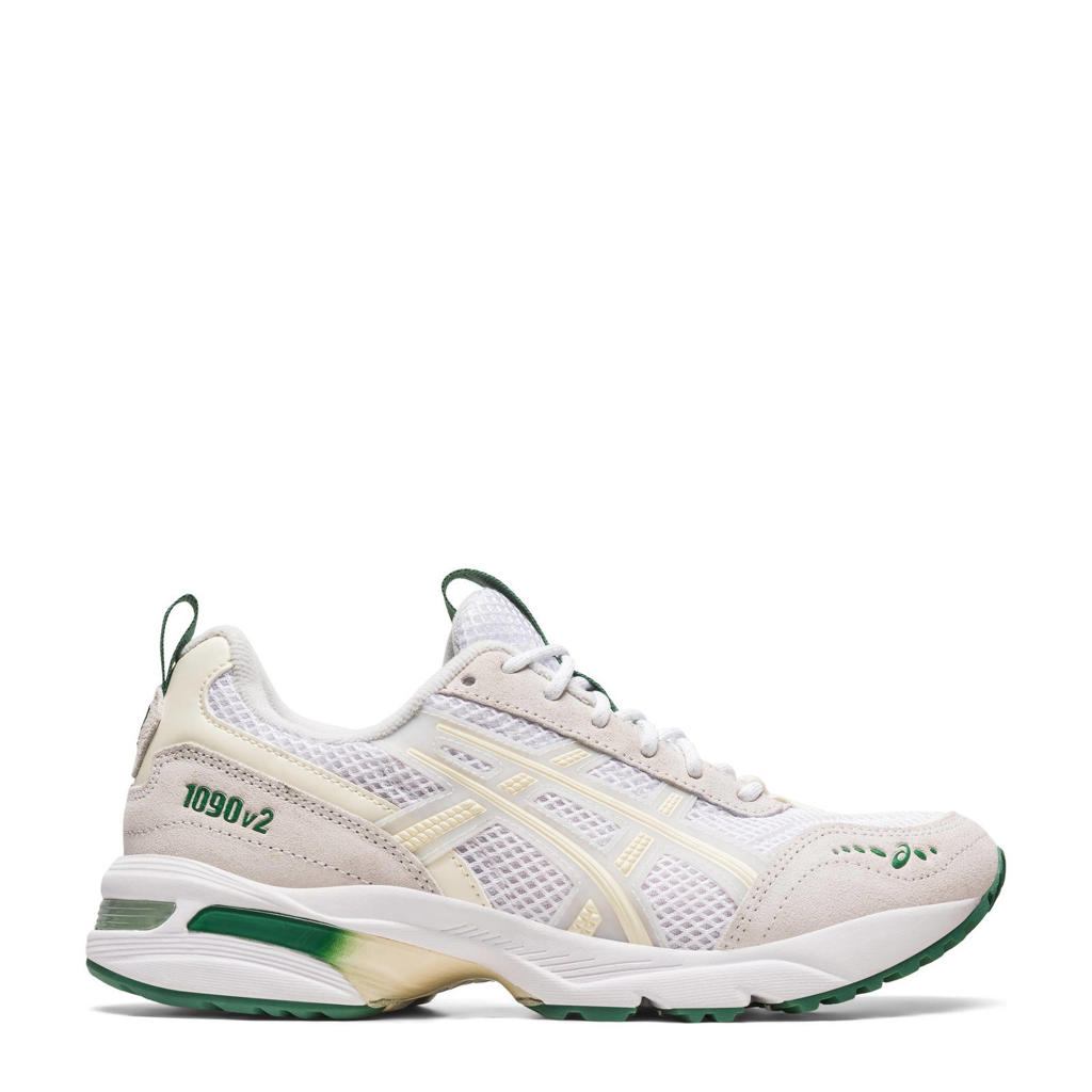 Wit, beige en groene dames ASICS Gel-1090 Bnd sneakers van mesh met veters