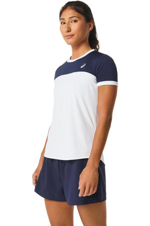 sport T-shirt wit/donkerblauw