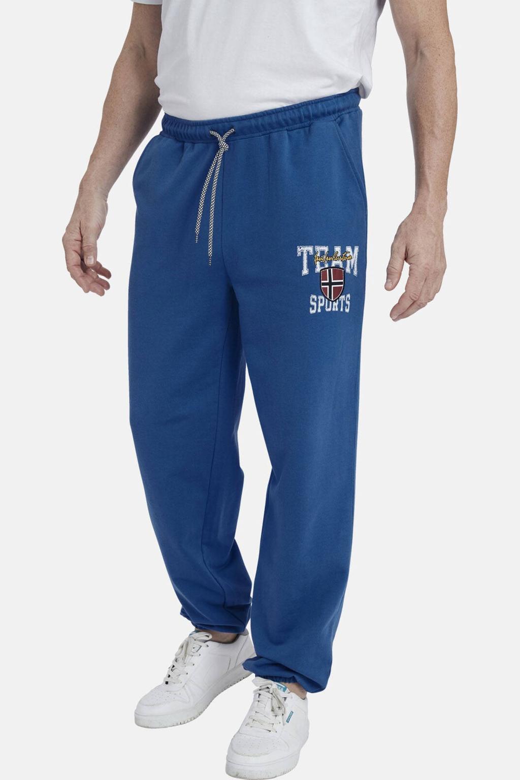 Jan Vanderstorm regular fit joggingbroek THIBOR Plus Size met printopdruk blauw
