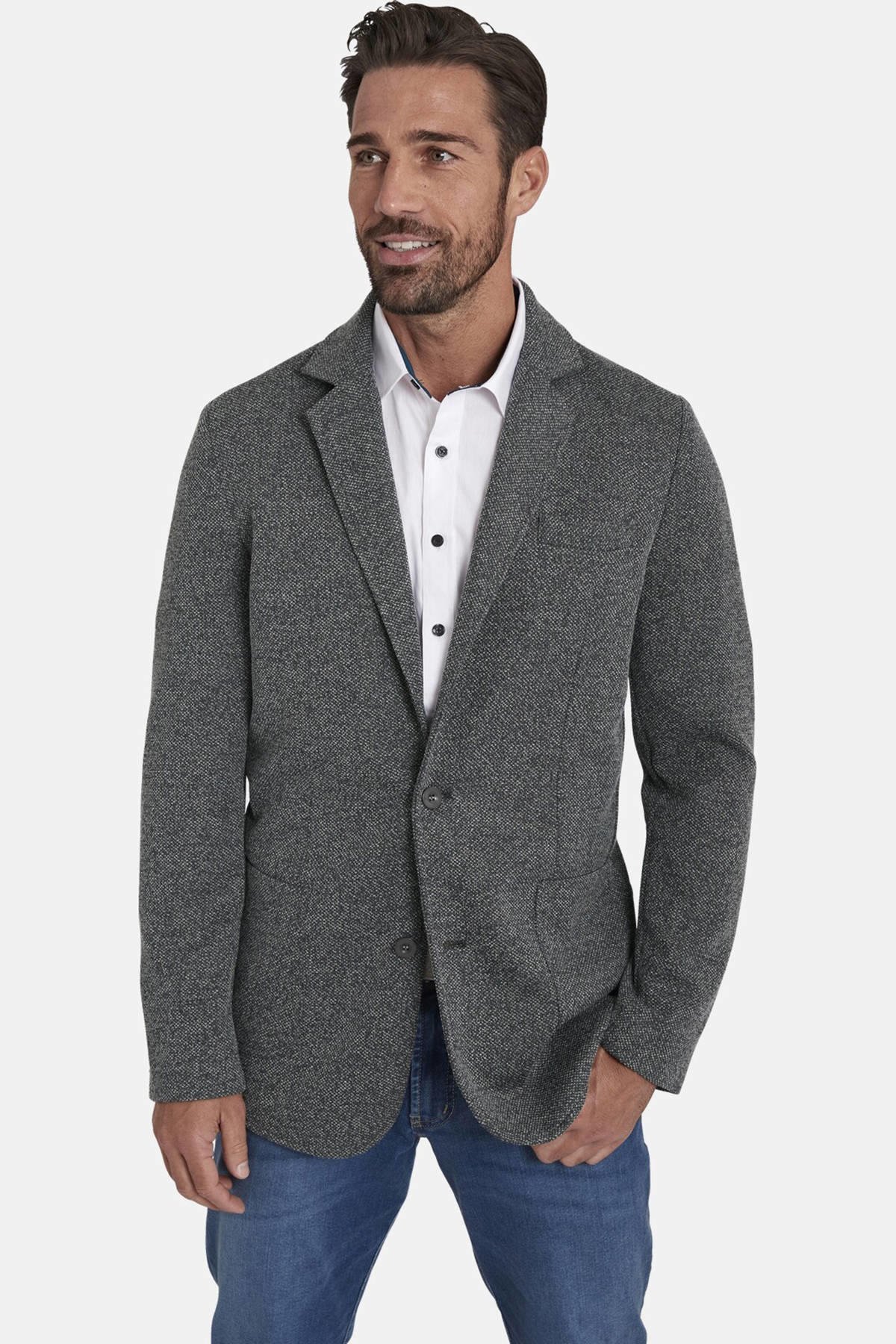 Jan Vanderstorm regular fit colbert ALBIN Plus Size grijs melange | wehkamp