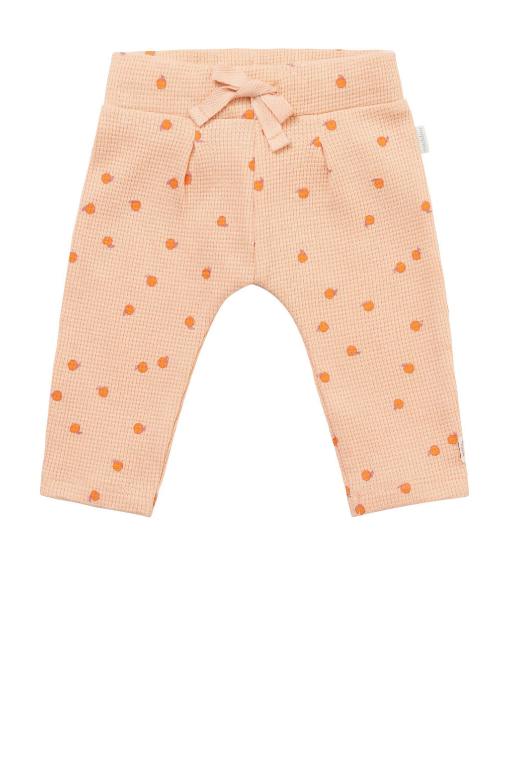 Oranje jongens Noppies baby regular fit broek Belle van biologisch katoen met elastische tailleband met koord