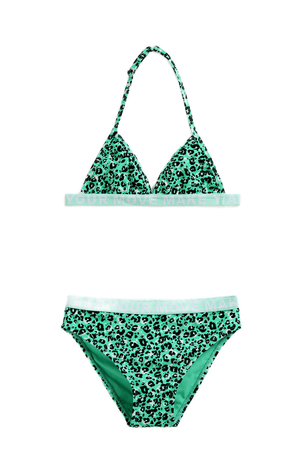 WE Fashion triangel bikini groen/zwart