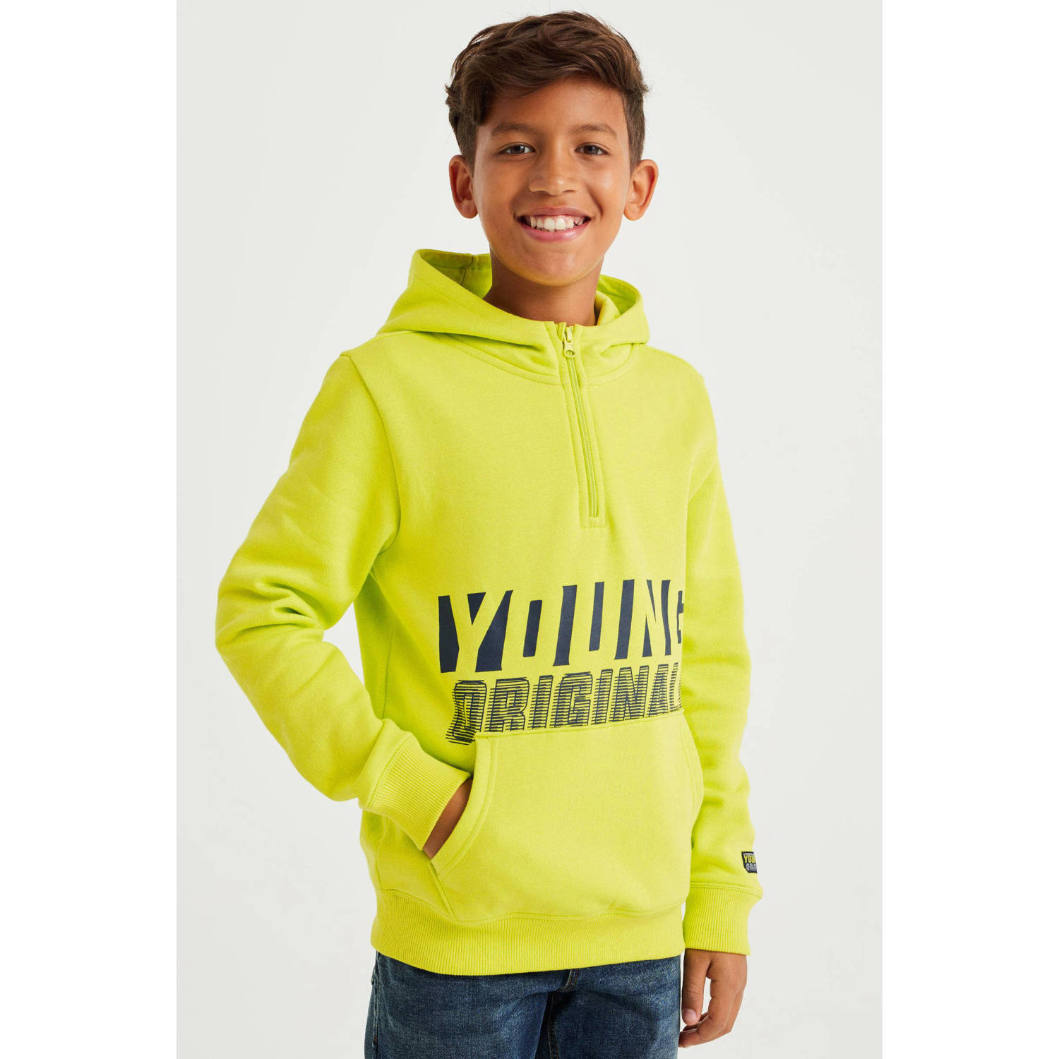 WE Fashion hoodie met tekst geel