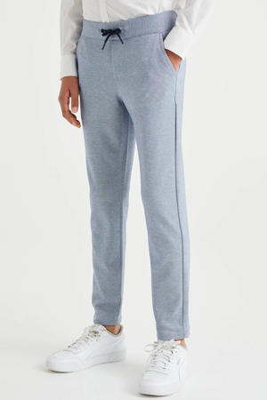 gemêleerde slim fit broek grijsblauw