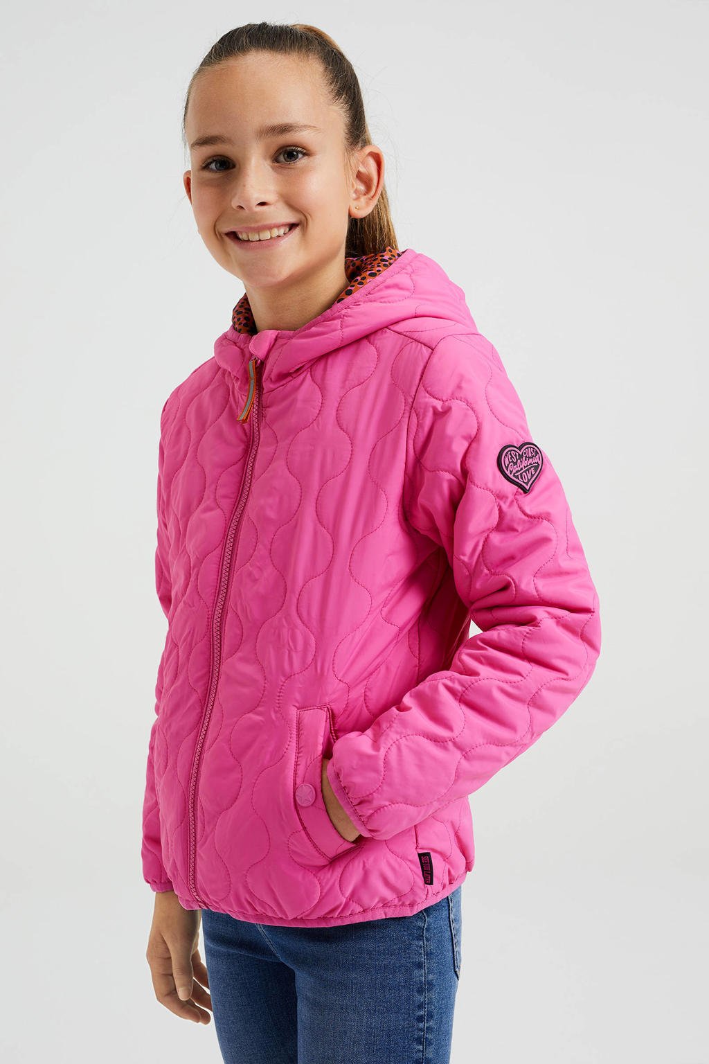 WE Fashion reversible quilted zomerjas van gerecycled polyester roze