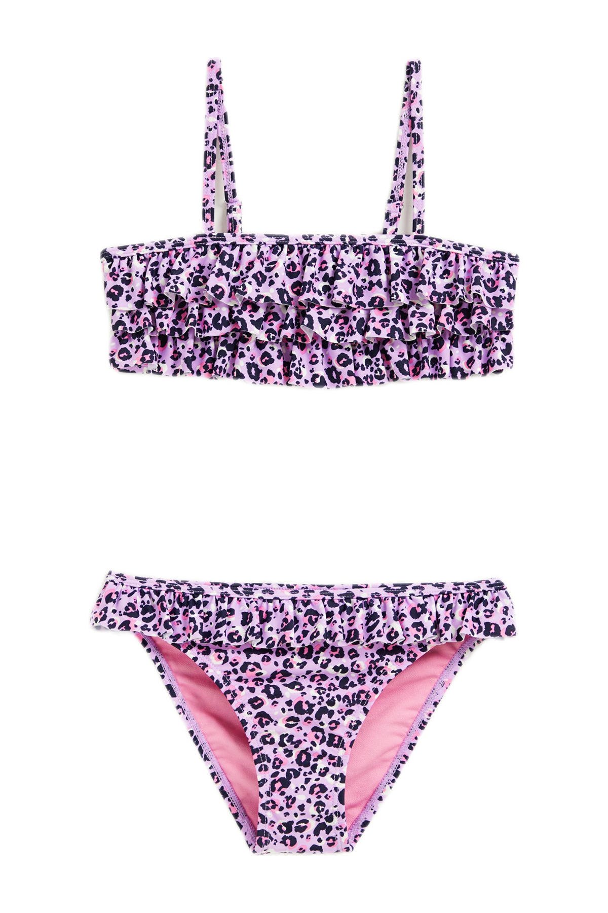 WE Fashion crop bikini met ruches paars/zwart wehkamp