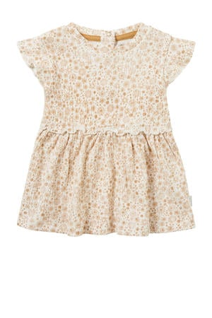 baby jurk Neoga met all over print lichtbruin/wit