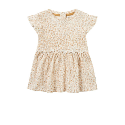Noppies baby jurk Neoga met all over print lichtbruin/wit