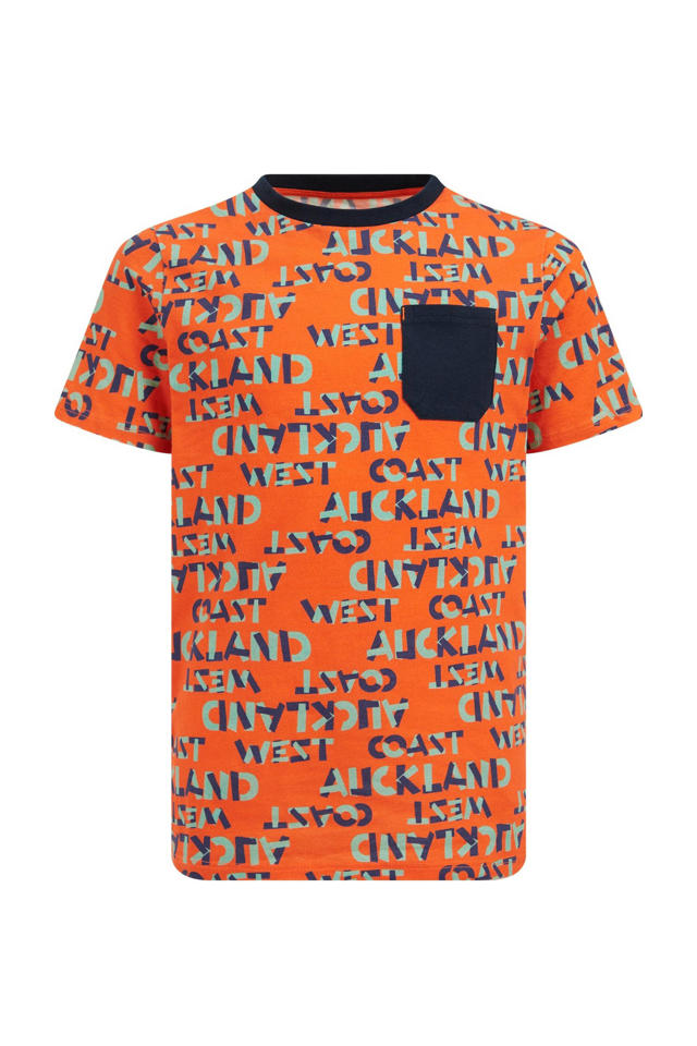 WE Fashion T-shirt met all over oranje |