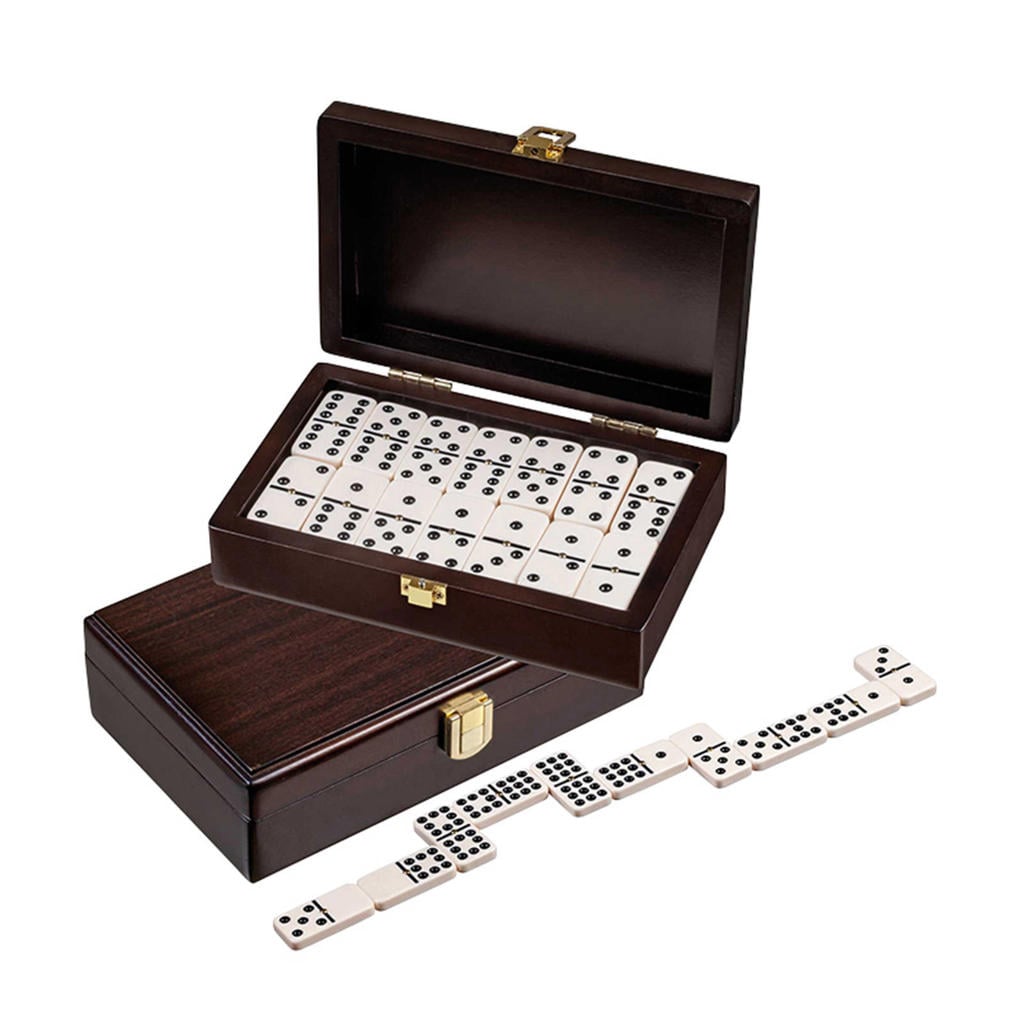 Philos Domino dubbel 9 walnoten box 20x12,5cm