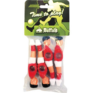 Buffalo  Tafelvoetbalpoppen 13 mm 4 stuks (rood/wit)