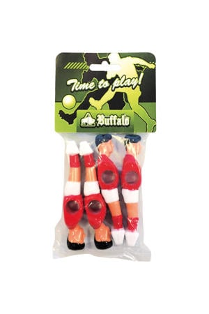  Tafelvoetbalpoppen 13 mm 4 stuks (rood/wit)