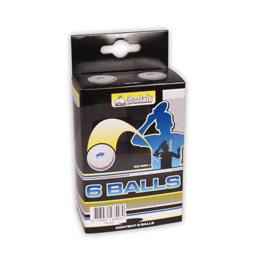 Buffalo Tafeltennisballen 3* Competitie 6st. Celluloidvrij Tafeltennisballen 3* Competitie Celluloidvrij 6 stuks afbeelding