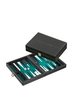 Backgammon Tinos klein groen 23x16,5cm