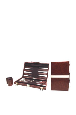 Backgammon bruin 38 x 48 cm Buffalo backgammon Piping bruin 46 x 28 cm