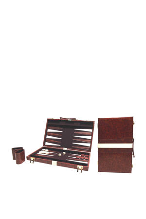 Backgammon bruin 38 x 48 cm Buffalo backgammon Piping bruin 46 x 28 cm
