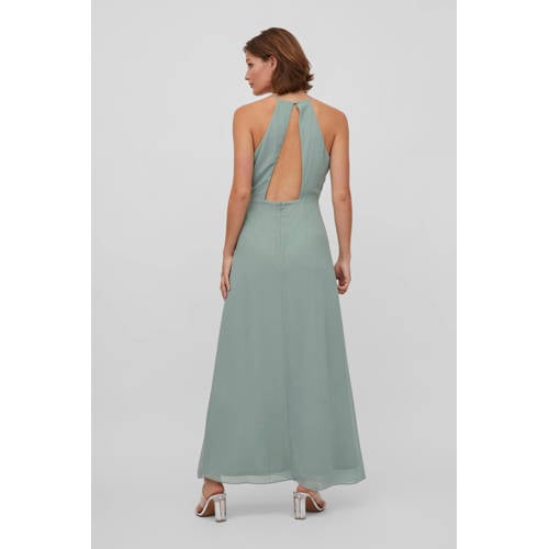 VILA halter maxi jurk VIMILINA van polyester grijsgroen afbeelding