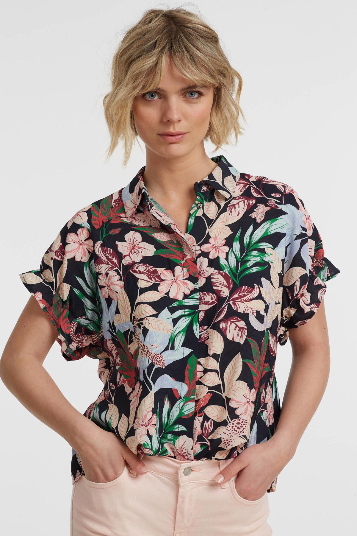 rooster Tropisch Canada OBJECT gebloemde blouse OBJPARIS zwart/multi | wehkamp