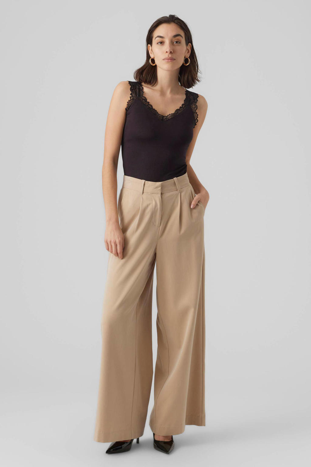 VERO MODA singlet VMROSA met kant zwart