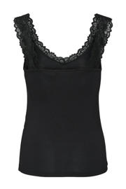 thumbnail: Zwarte dames VERO MODA singlet van viscose met effen, ronde hals en kant