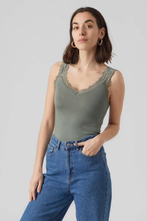 singlet VMROSA met kant groen