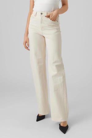 high waist wide jeans VMTESSA ecru