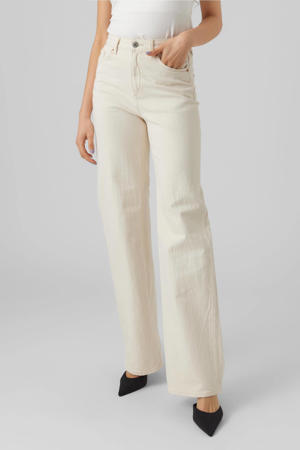 high waist wide jeans VMTESSA ecru