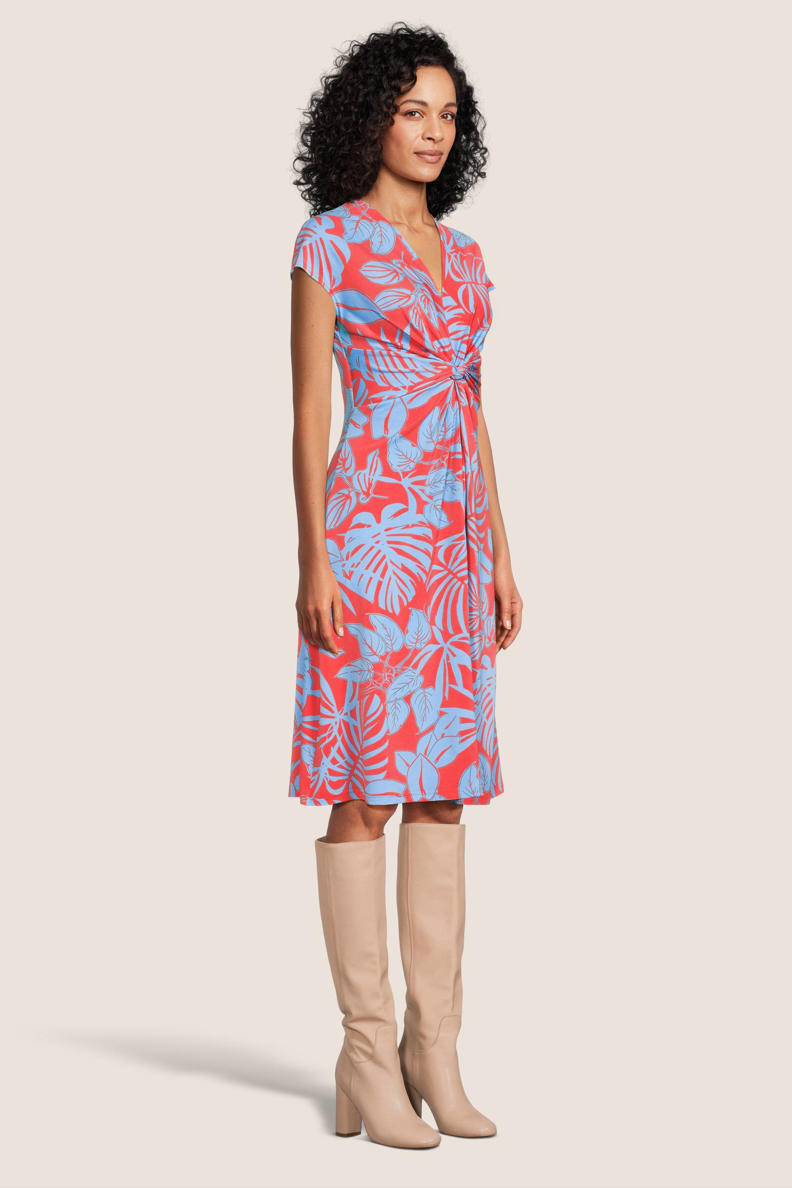 Betty Barclay jurk Sabrina met bladprint en plooien rood/blauw | wehkamp
