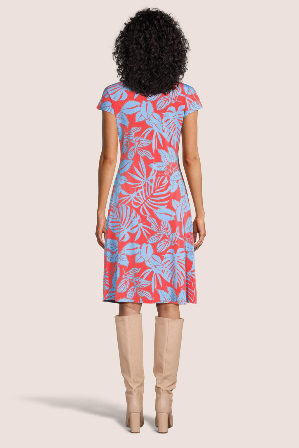 Betty Barclay jurk Sabrina met bladprint en plooien rood/blauw | wehkamp