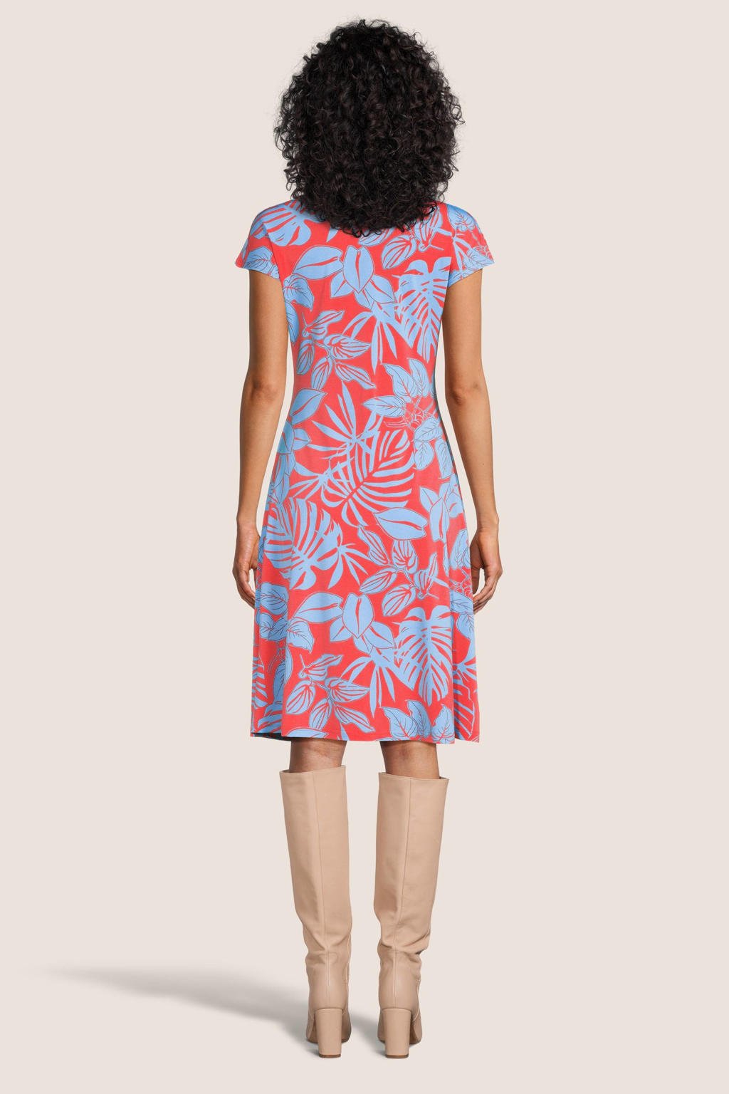 Betty Barclay jurk Sabrina met bladprint en plooien rood/blauw | wehkamp