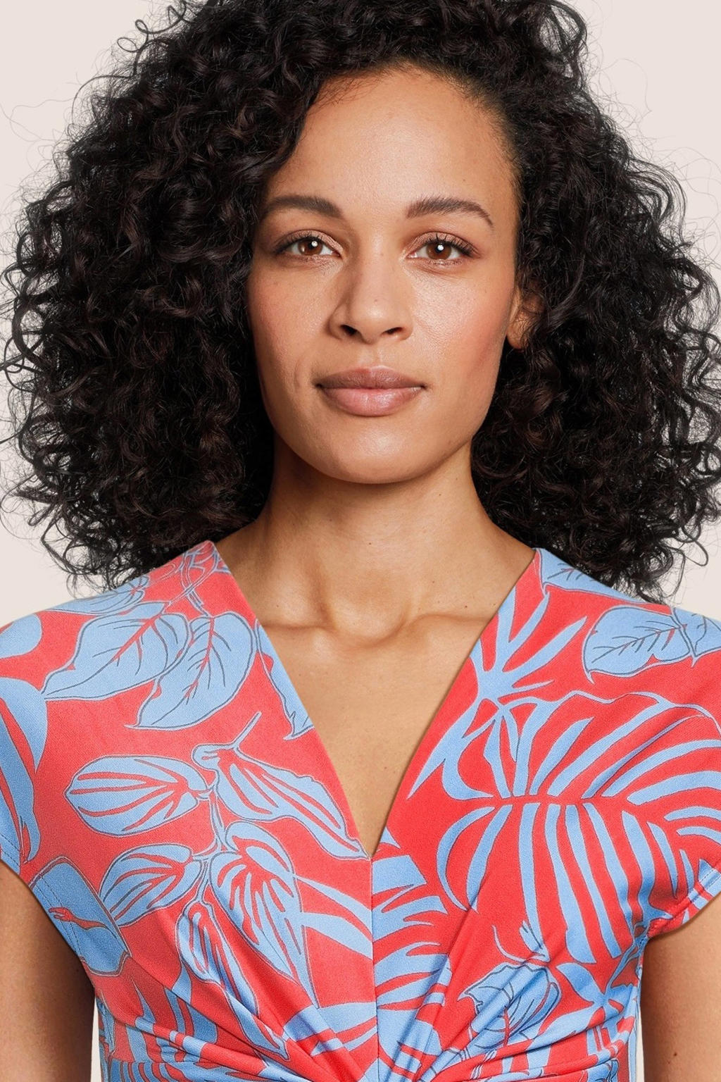 Betty Barclay jurk Sabrina met bladprint en plooien rood/blauw | wehkamp