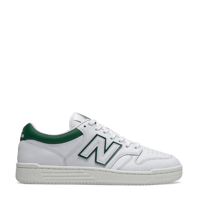 New leren sneakers wit/groen | wehkamp