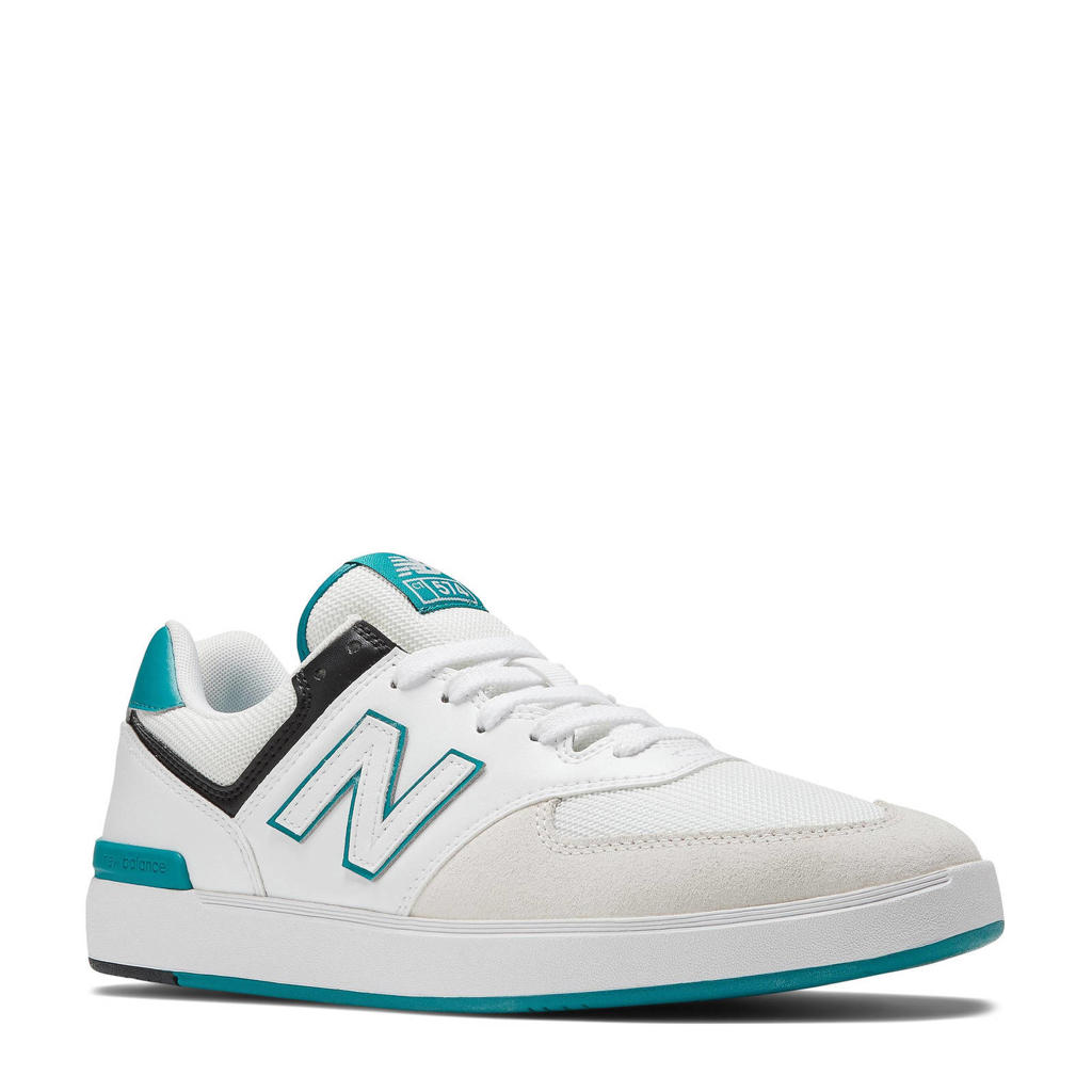 New Balance Court 574 sneakers wit/turquoise/zwart wehkamp