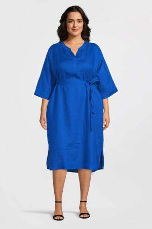 jurk met ceintuur kobaltblauw