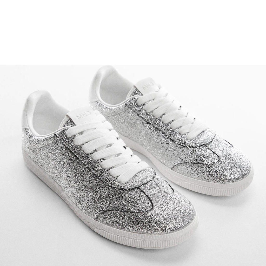 Mango glitter sneakers zilver wehkamp