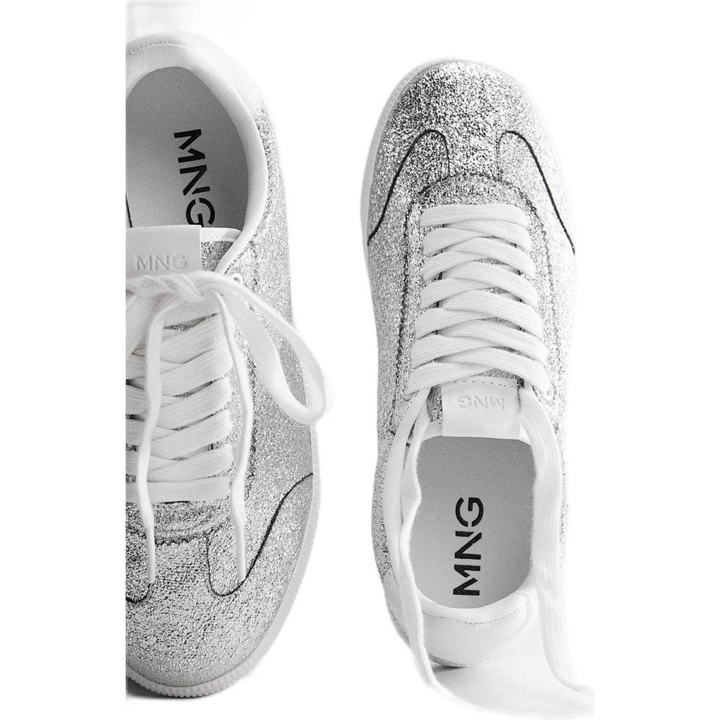 Mango glitter sneakers zilver wehkamp