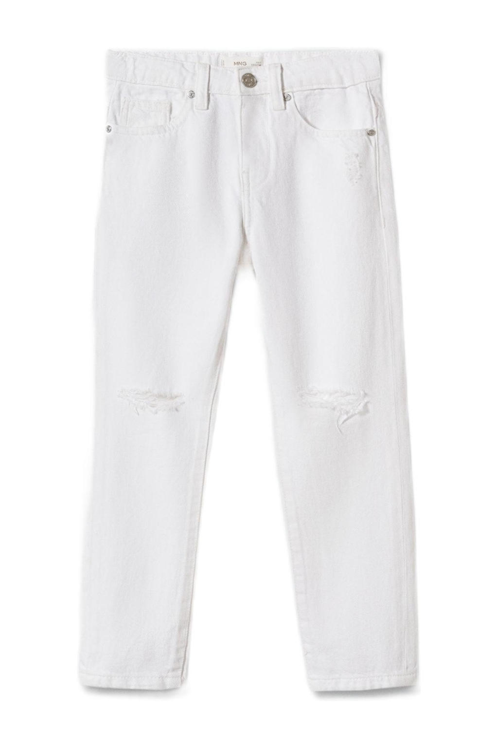 Witte jongens Mango Kids straight fit jeans van denim met regular waist en rits- en knoopsluiting