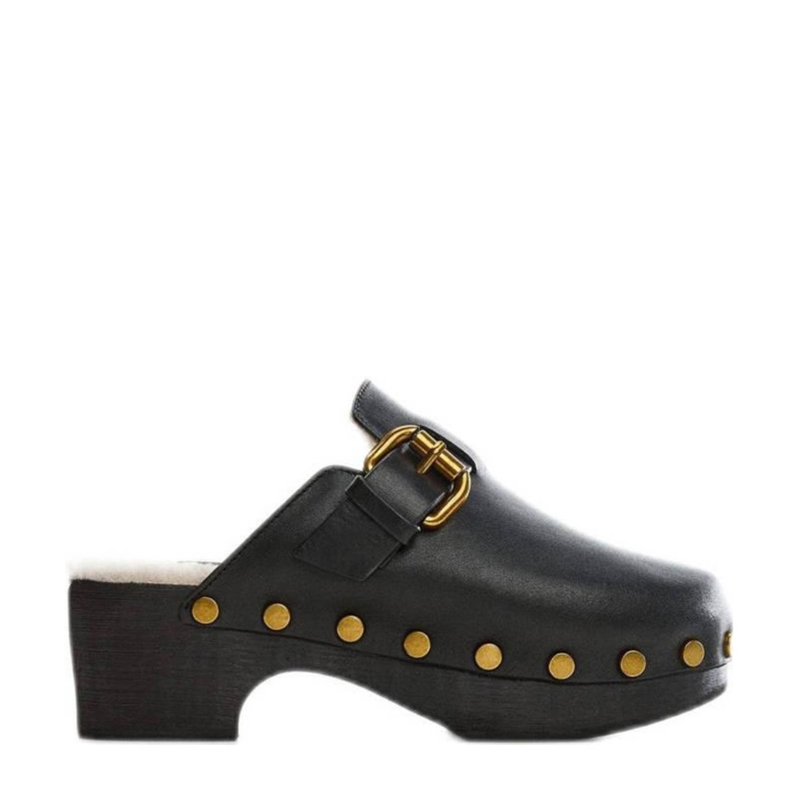 Mango leren muiltjes met studs zwart | wehkamp