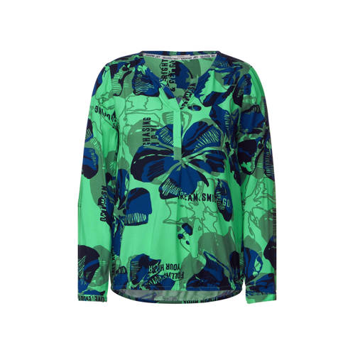 CECIL top met all over print groen blauw