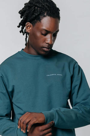 sweater van biologisch katoen dark turquoise