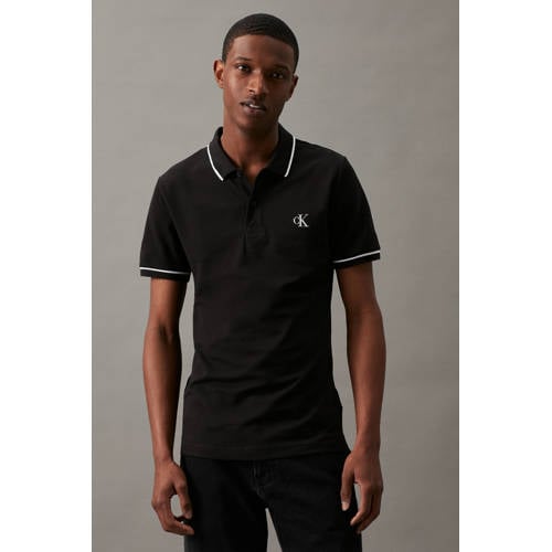 CALVIN KLEIN JEANS slim fit polo TIPPING black afbeelding