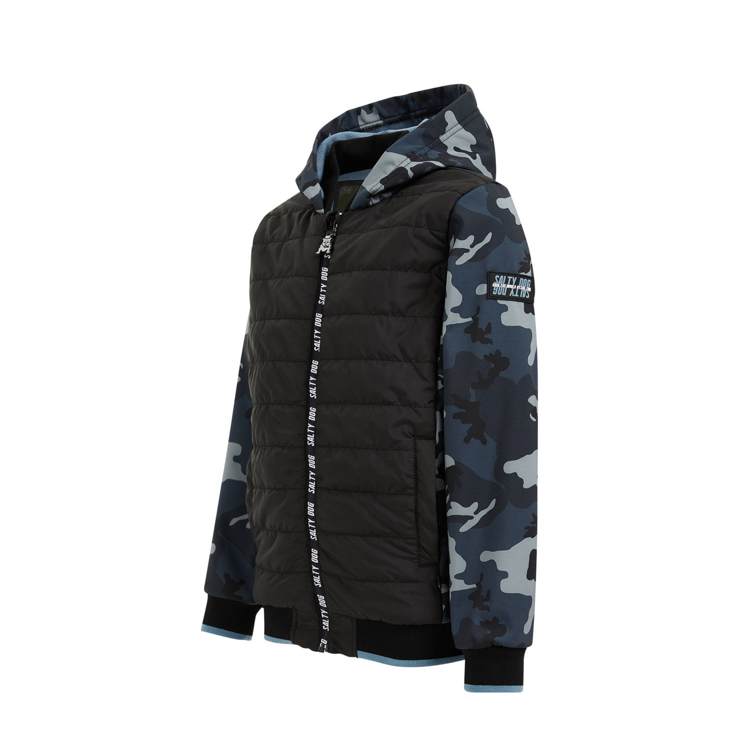 WE Fashion softshell jas met camouflageprint zwart grijs blauw