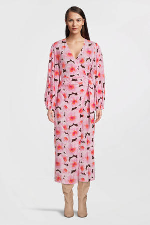 gebloemde wikkeljurk DR PEONY WRAP roze