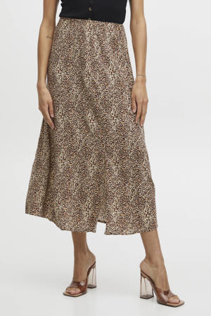 midi rok met all over print bruin/ecru