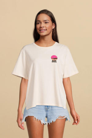 T-shirt Under th sun met printopdruk ecru